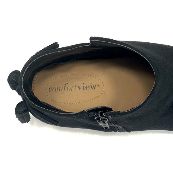 Comfortview Sienna Women Black Bootie Sz 9.5 Faux Suede Slip-Resistant AnkleBoot - Picture 6 of 15